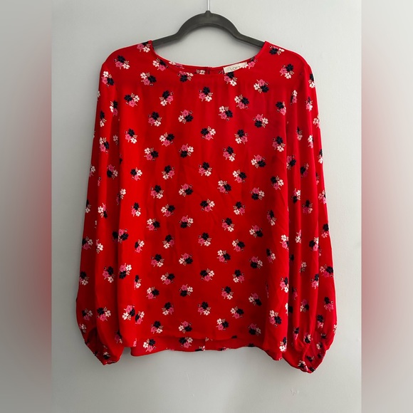 Loft Outlet red blouse with floral pattern, size medium - Picture 1 of 4